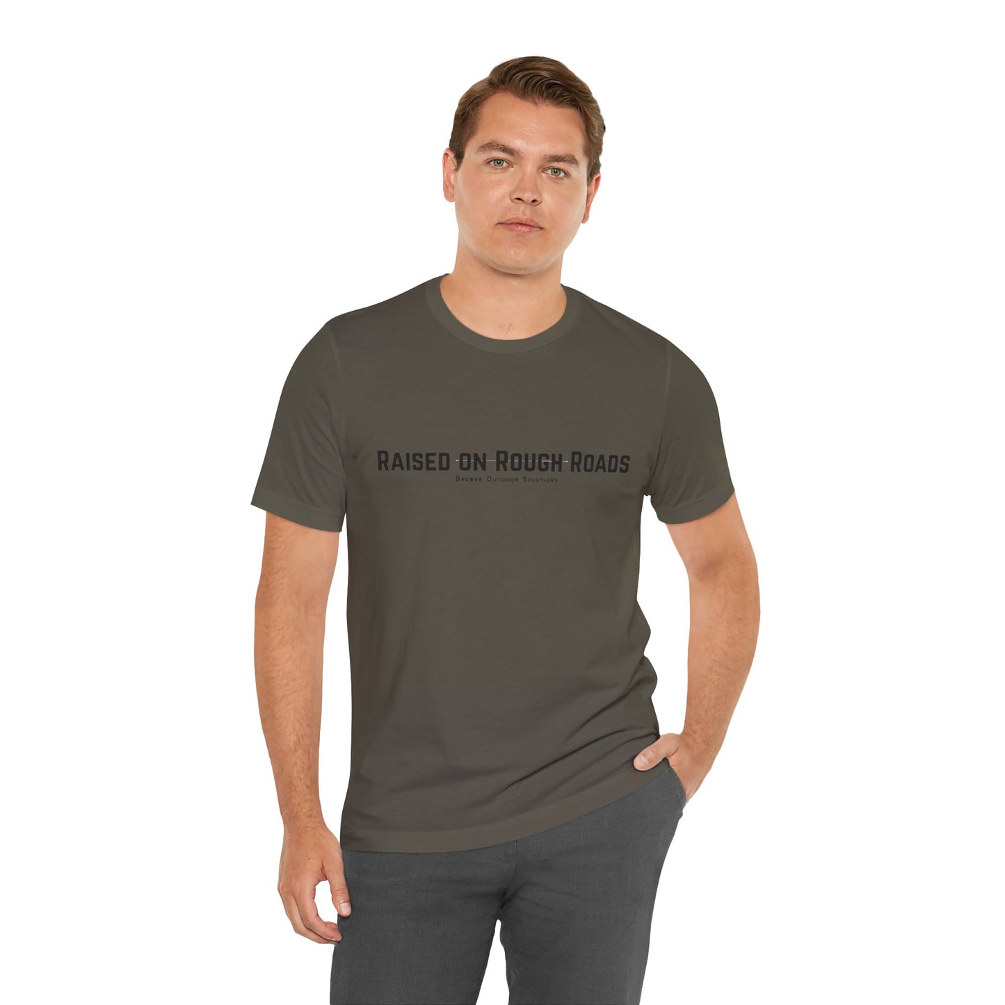 Outdoor Enthusiast Tee - Raised on Rough Roads Design