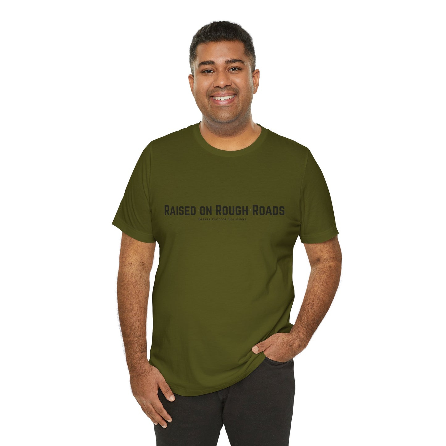 Outdoor Enthusiast Tee - Raised on Rough Roads Design